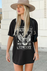 Guitar Slogan Letter Graphic Tee
