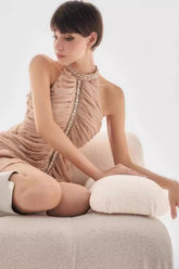 Draped Crystal Stone Detail Design Dress