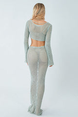 Cutout Cropped Knit & Maxi Skirt Set