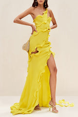 Ruffle Ribbon Maxi Dress