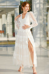 Murphy White Lace Mesh Maxi Dress