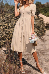 Button Through Linen Dress