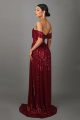 Sequin Dress With Corset & Arm Drapes
