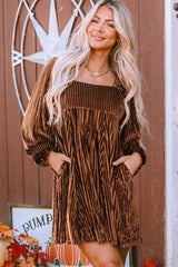 Velvet Square Neck Babydoll Dress