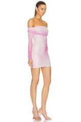 Crystal Gradient Off Shoulder Dress