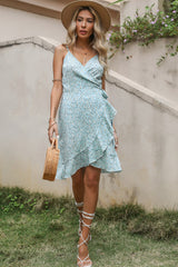 Short Floral Wrap Dress