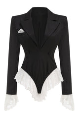 V Neck Lace Embellished Blazer