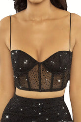 Tropical Dream Embellished Bustier Crop Top