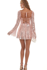 Lulus Sequin Long Sleeve Dress