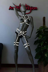 Club Dresses Sexy Glow In The Dark Reflective Harness Suit