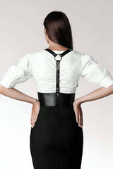 Stylish Leather Belt on T-shirt and Dress