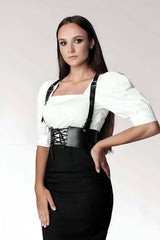 Stylish Leather Belt on T-shirt and Dress