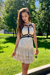 Dress Chest Detailed Shoulder Strap Thin Strip Stylish Leather Belt