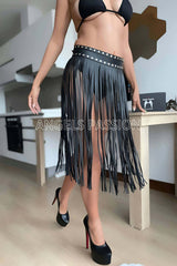 Fine Tassel Leather Fantasy Skirt