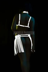 Sexy Harness Set with Glow in the Dark Tassel Skirt