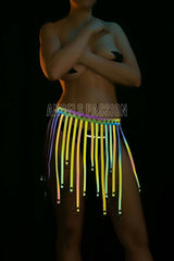 Colorful Glow in the Dark Tassel Harness Skirt
