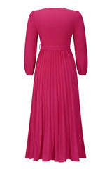 V Neck Swing Pleated Dress