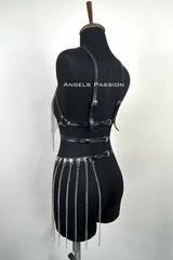Chain Harness Set, Leather Chain Skirt Set