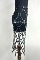 Harness Skirt, Leather Knit Harness Skirt, Stylish Leggings Over Skirt