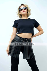 Leather Skirt, Leather Mini Skirt, Tassel Skirt, Mini Skirt