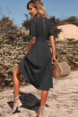 Button Through Linen Dress