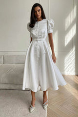 Button Front Midi Dress