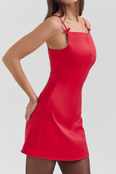Scarlet Satin Mini Dress - Red
