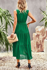 Tie-Waist Side Split Surplice Dress