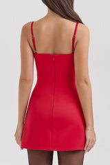 Scarlet Satin Mini Dress - Red