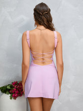 Solid Draped Collar Cami Dress