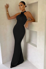 Bianca Cross Over Halter Neck Dress