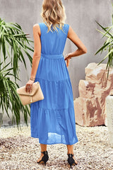 Tie-Waist Side Split Surplice Dress