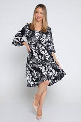 Delaney Dress - Black/White Dandelion