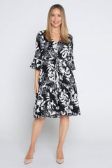 Delaney Dress - Black/White Dandelion