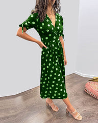 Melodyâ„?- Polka Dots V-Neck Dress