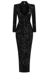 Sequin Embellishments Slit Maxi Dress