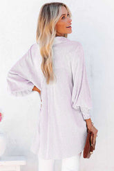 Smocked Cuffed Striped Boyfriend Shirt
