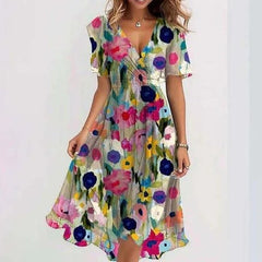 Lizaâ„?- Vibrant Abstract Midi Dress