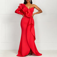 African One Shoulder Bodycon Split Women Maxi Dress