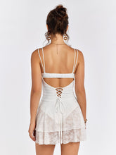 Crisscross Tie Back Corset Lace Mini Dress