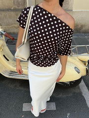 Polka Dots Florine fitted T-Shirt �Brown/white