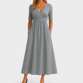Gemma Chic Women's Midi Dress with V-Neck