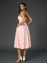 Openwork Split Thigh Pocket Floral Print Dress