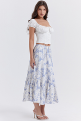 Aitana Blue Print Top + Skirt Set