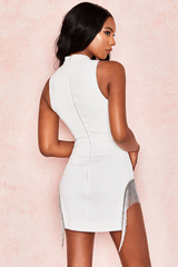 White Crystal Trim Dress