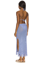 Blue Jean Crochet Fringe Maxi Dress