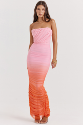 Sapphire Ombre Pleated Maxi Dress