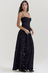 Serena Vintage Black Printed Maxi Dress
