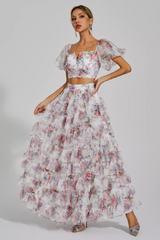 Braylee Purple Floral Ruched Set