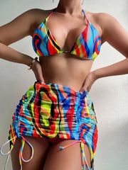 Contrast Shirring Vacation Wrap